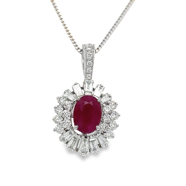 Jai's 14K White Gold Floral Ruby & Diamond Pendant
