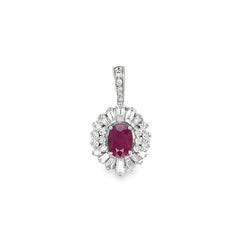 Jai's 14K White Gold Floral Ruby & Diamond Pendant