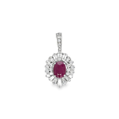 Jai's 14K White Gold Floral Ruby & Diamond Pendant