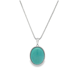 Jai's 14K White Gold Oval Turquoise Pendant