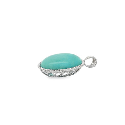 Jai's 14K White Gold Oval Turquoise Pendant