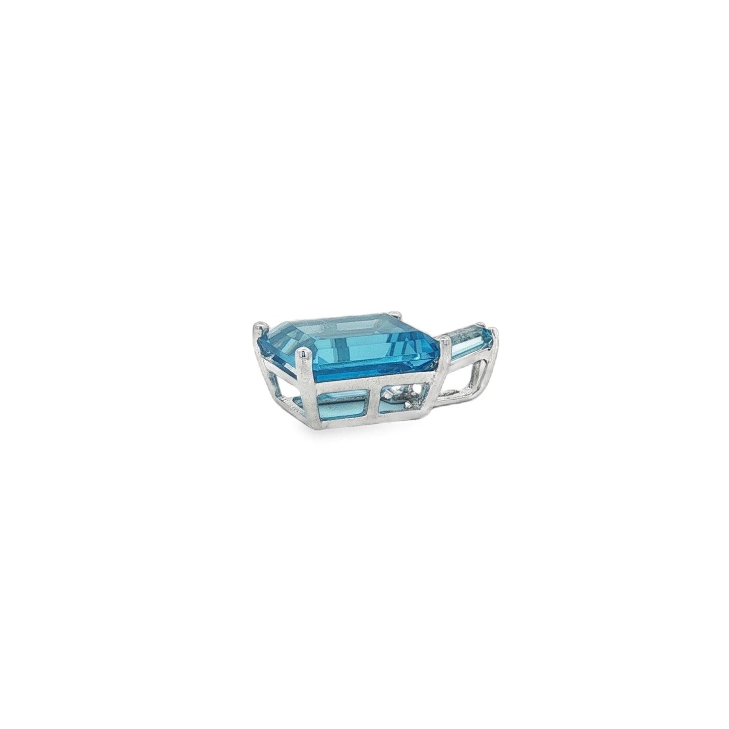 Jai's 14K White Gold Emerald-cut Blue Topaz Pendant