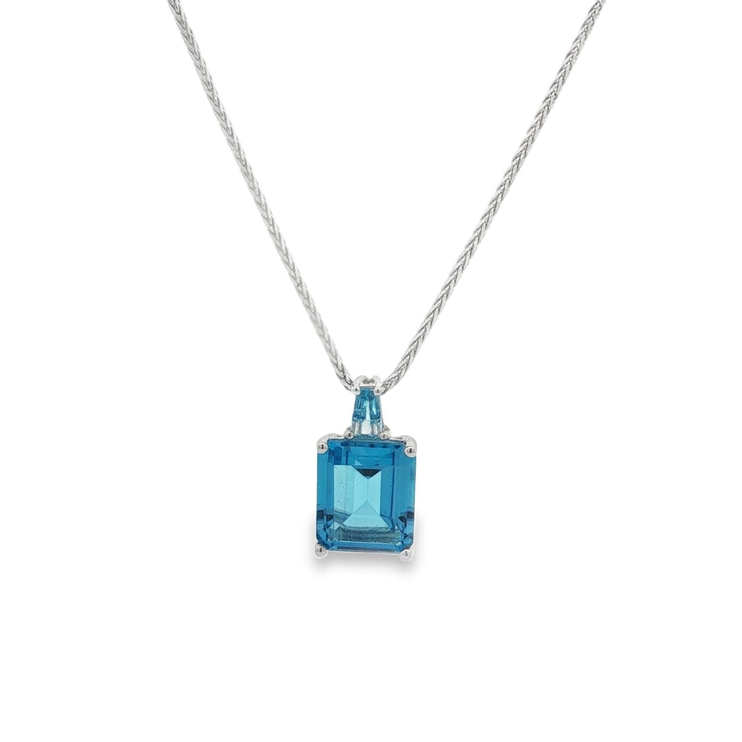 Jai's 14K White Gold Emerald-cut Blue Topaz Pendant