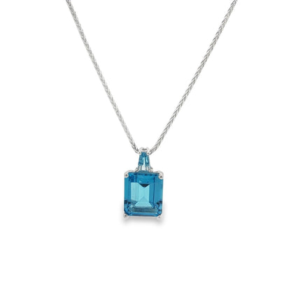 Jai's 14K White Gold Emerald-cut Blue Topaz Pendant