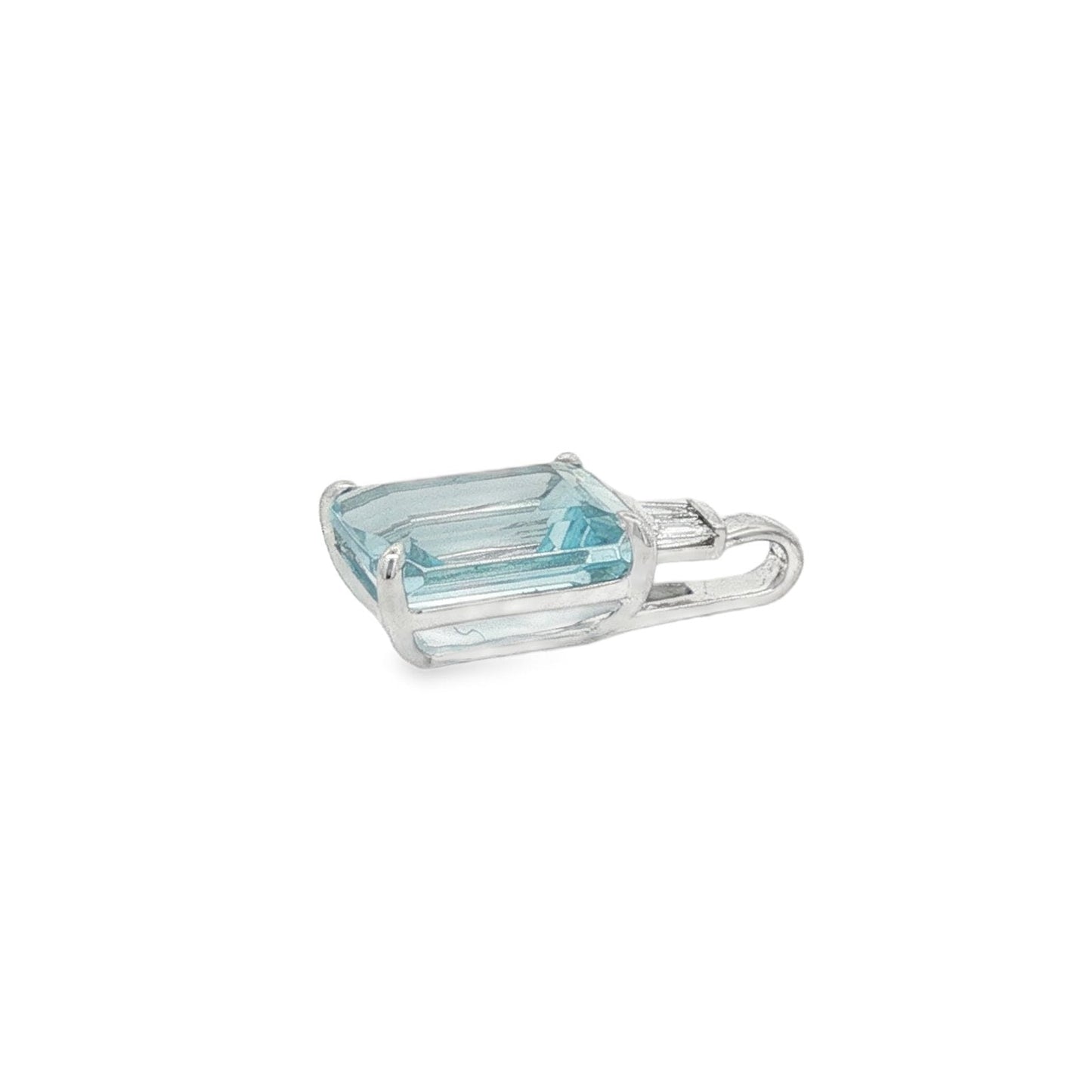 Jai's 14K White Gold Emerald-cut Aquamarine & Diamond Pendant