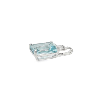 Jai's 14K White Gold Emerald-cut Aquamarine & Diamond Pendant