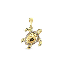 Jai's 14K Yellow Gold Petite Diamond Turtle Pendant