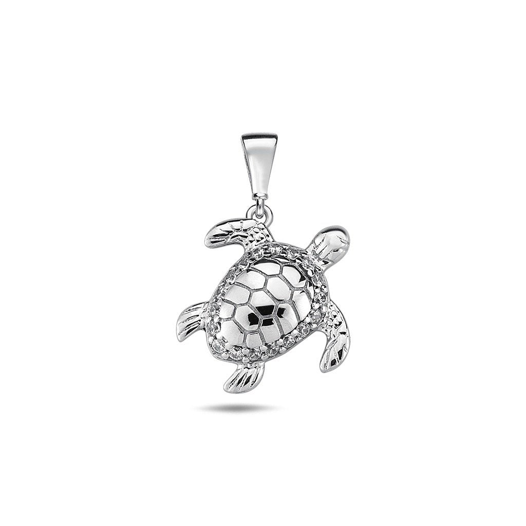 Jai's 14K White Gold Petite Diamond Turtle Pendant
