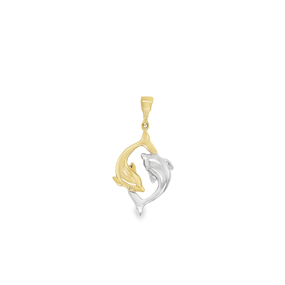 Jai's 14K Two-tone Swimming Dolphins Pendant