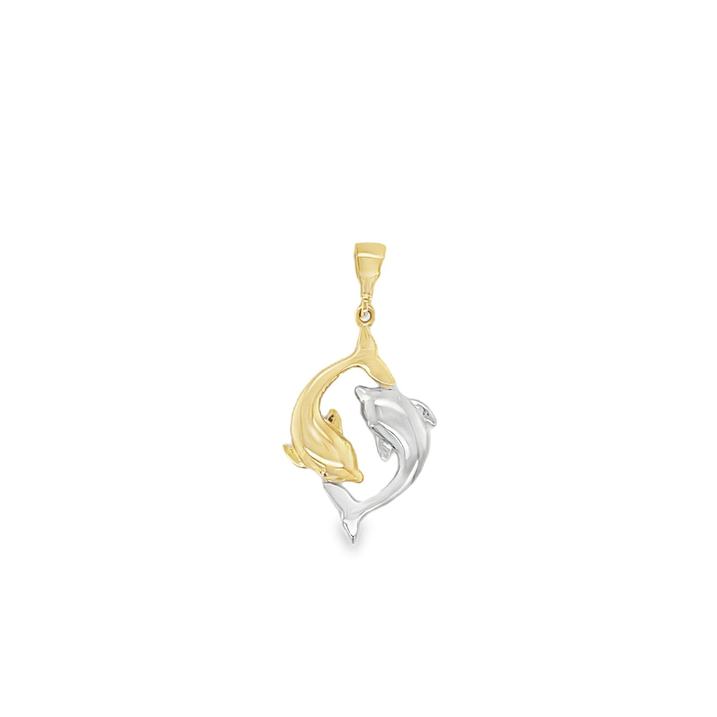 Jai's 14K Two-tone Swimming Dolphins Pendant