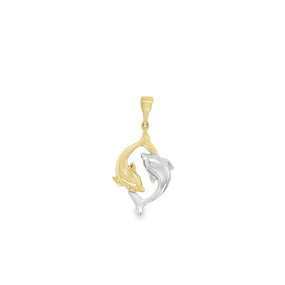 Jai's 14K Two-tone Swimming Dolphins Pendant