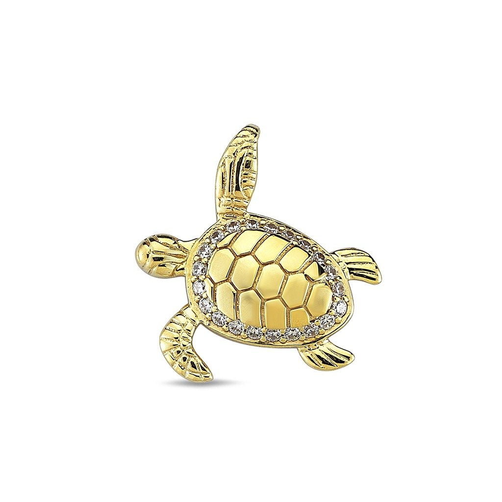 Jai's 14K Yellow Gold Diamond Turtle Pendant