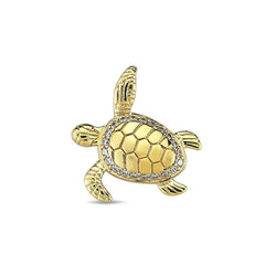 Jai's 14K Yellow Gold Diamond Turtle Pendant