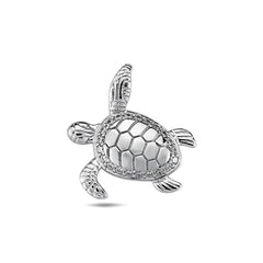 Jai's 14K White Gold Diamond Turtle Pendant