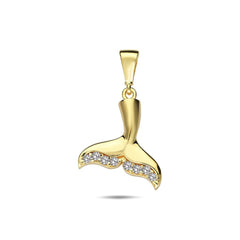 Jai's 14K Yellow Gold Diamond Whale Tail Pendant