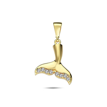 Jai's 14K Yellow Gold Diamond Whale Tail Pendant
