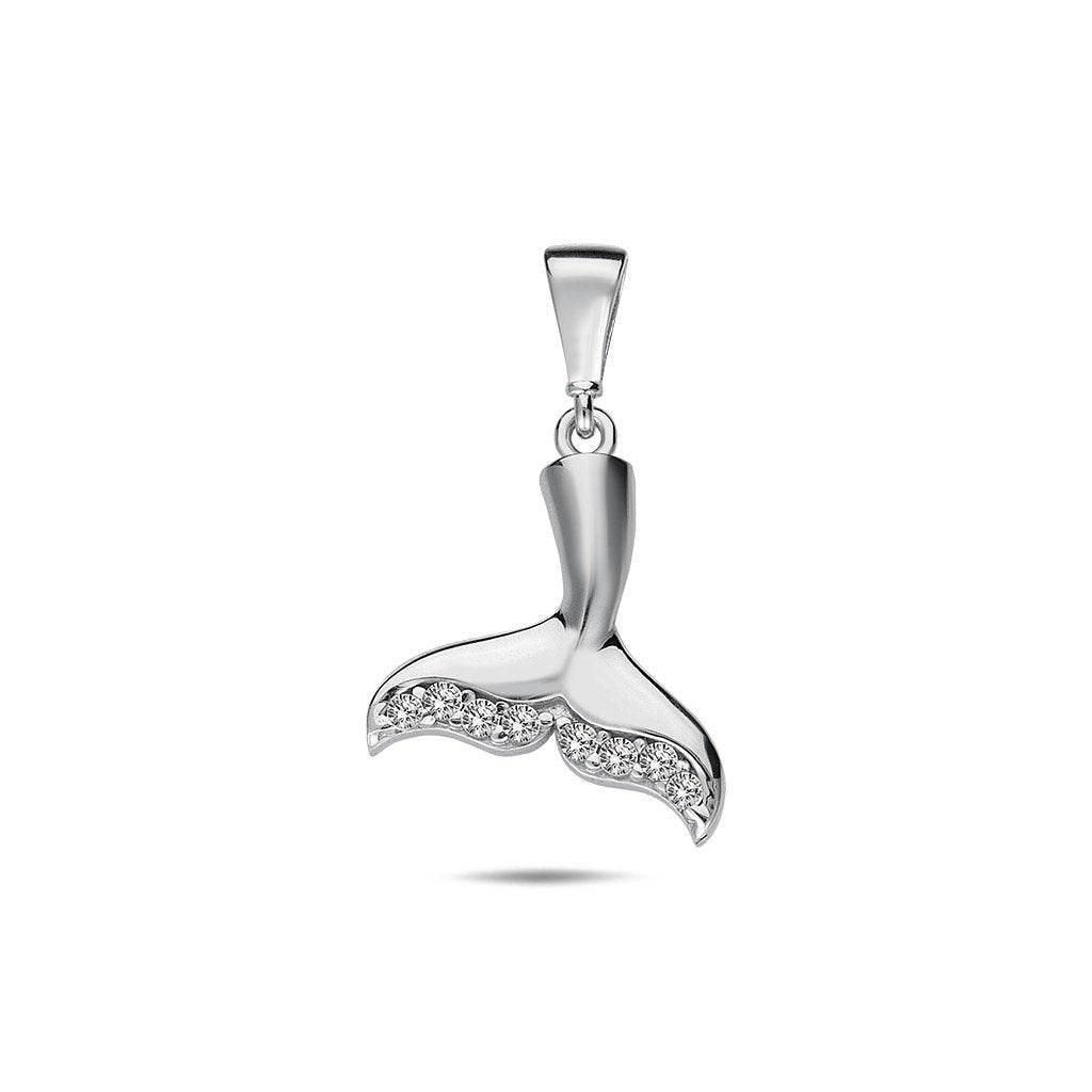 Jai's 14K White Gold Diamond Whale Tail Pendant