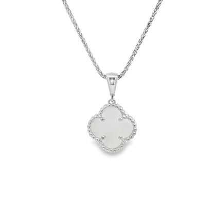 Jai's 14K White Gold Mother-of-Pearl Clover Pendant