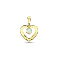 Jai's 14K Yellow Gold Opal Heart Pendant