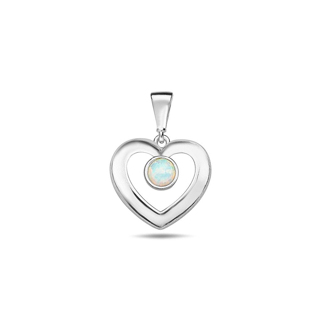 Jai's 14K White Gold Opal Heart Pendant