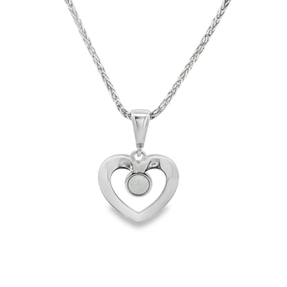 Jai's 14K White Gold Opal Heart Pendant
