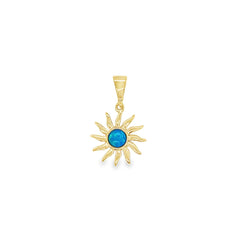 Jai's 14K Yellow Gold Blue Mother-of-Pearl Sun Pendant