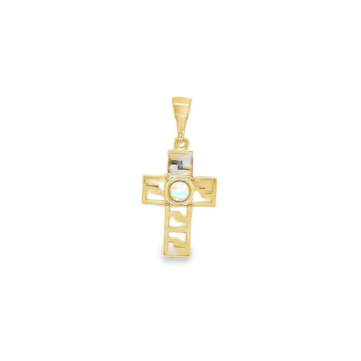 Jai's 14K Yellow Gold Opal Cross Pendant
