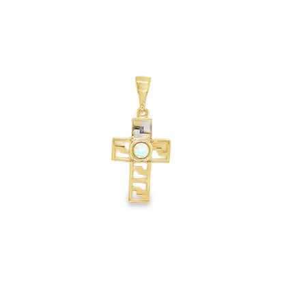 Jai's 14K Yellow Gold Opal Cross Pendant