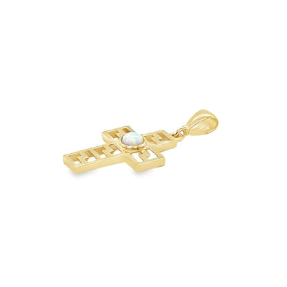 Jai's 14K Yellow Gold Opal Cross Pendant