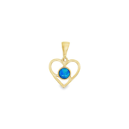 Jai's 14K Yellow Gold Blue Mother-of-Pearl Heart Pendant