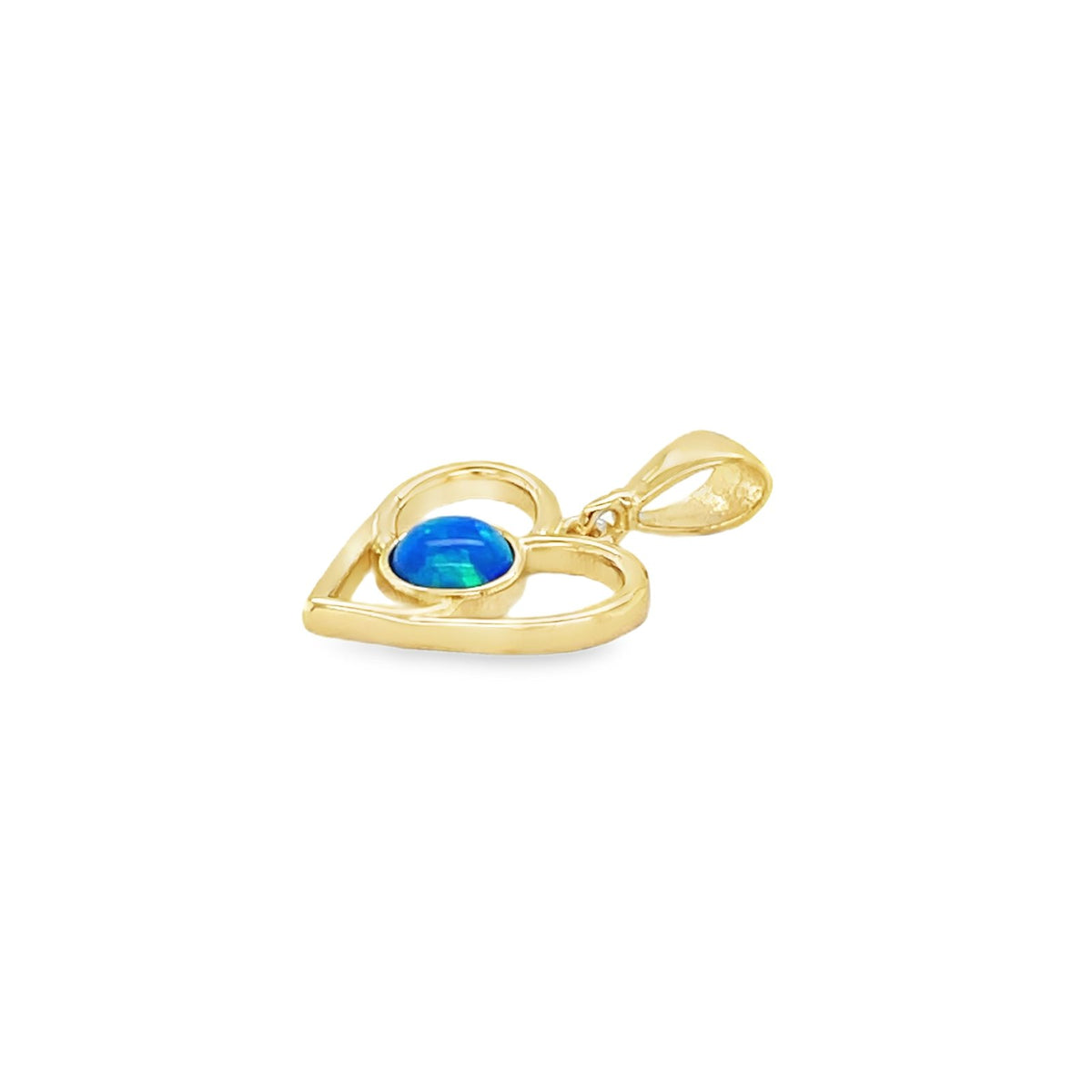 Jai's 14K Yellow Gold Blue Mother-of-Pearl Heart Pendant
