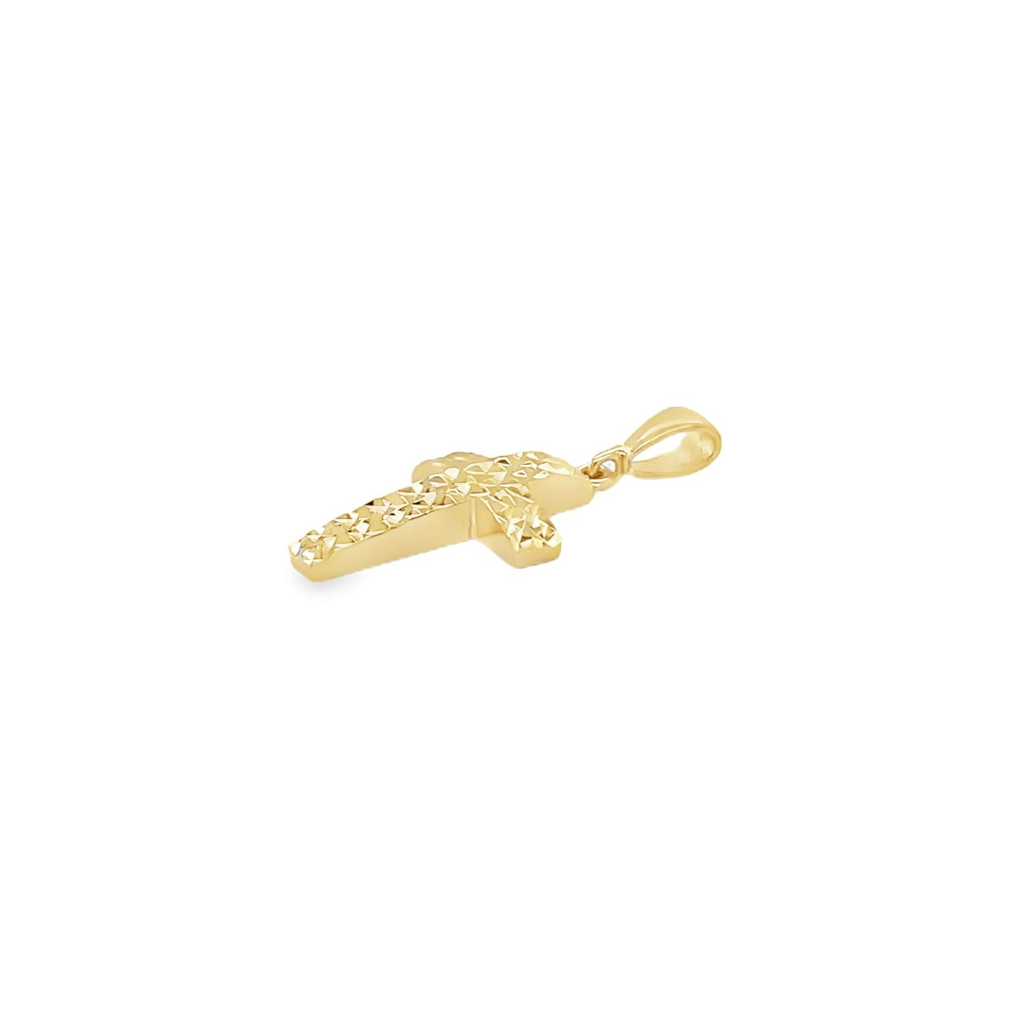 Jai's 14K Yellow Gold Petite Diamond-cut Cross Pendant