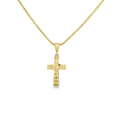 Jai's 14K Yellow Gold Petite Diamond-cut Cross Pendant