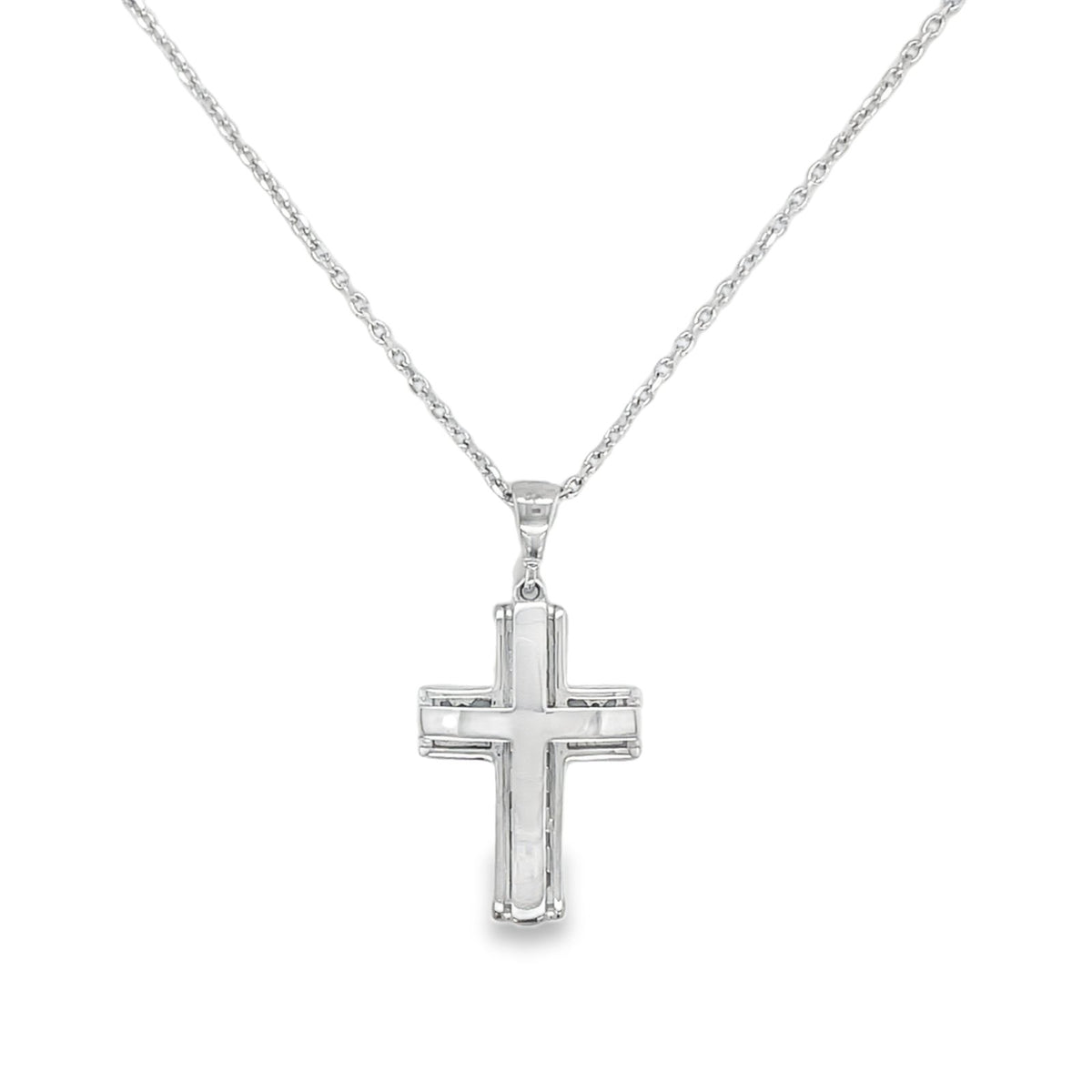 Jai's 14K White Gold Engraved Cross Pendant