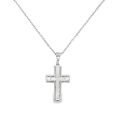 Jai's 14K White Gold Engraved Cross Pendant