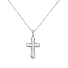 Jai's 14K White Gold Engraved Cross Pendant