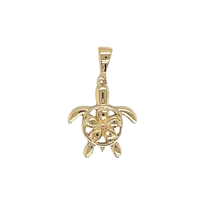 Jai's 14K Yellow Gold Floral Turtle Pendant