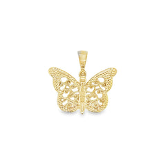 Jai's 14K Yellow Gold Engraved Butterfly Pendant