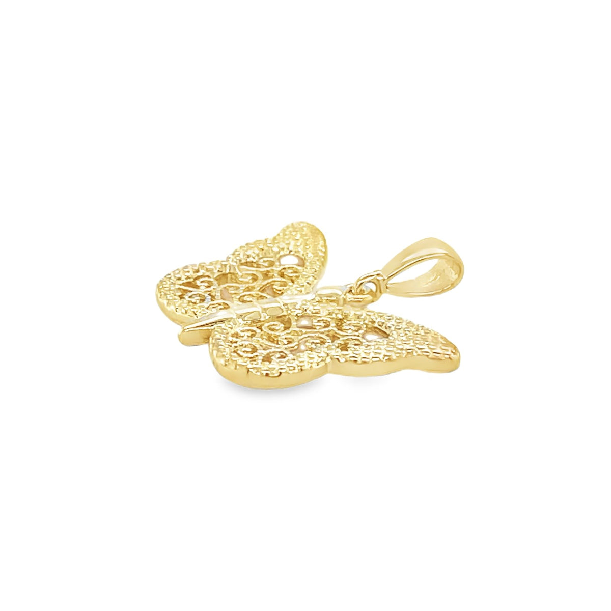 Jai's 14K Yellow Gold Engraved Butterfly Pendant
