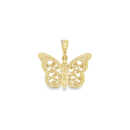 Jai's 14K Yellow Gold Engraved Butterfly Pendant