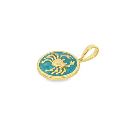 Jai's Gold-plated Sterling Silver Turquoise-accented Crab Pendant