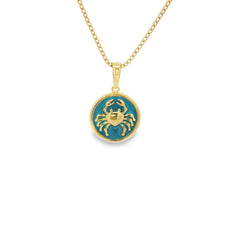 Jai's Gold-plated Sterling Silver Turquoise-accented Crab Pendant