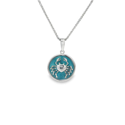 Jai's Sterling Silver Turquoise-accented Crab Pendant
