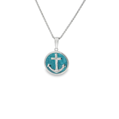 Jai's Sterling Silver Turquoise-accented Anchor Pendant