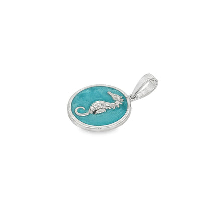 Jai's Sterling Silver Turquoise-accented Seahorse Pendant