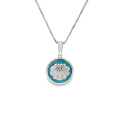 Jai's Sterling Silver Turquoise-accented Seashell Pendant