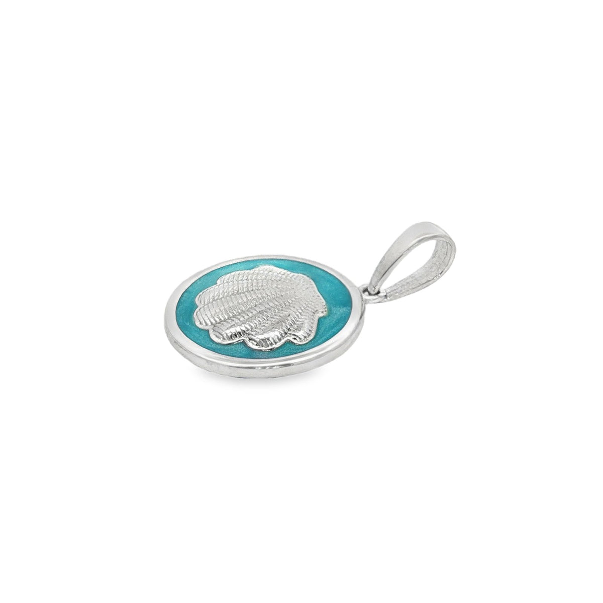 Jai's Sterling Silver Turquoise-accented Seashell Pendant