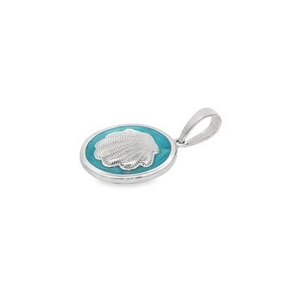Jai's Sterling Silver Turquoise-accented Seashell Pendant