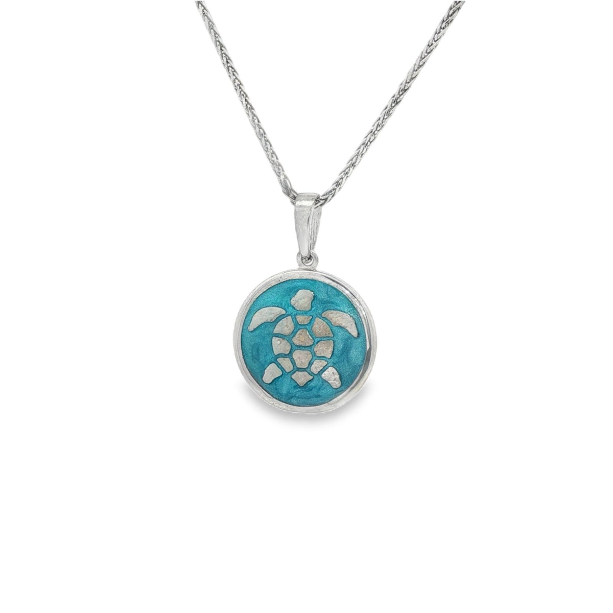 Jai's Sterling Silver Turquoise-accented Turtle Pendant