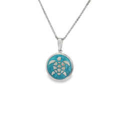 Jai's Sterling Silver Turquoise-accented Turtle Pendant